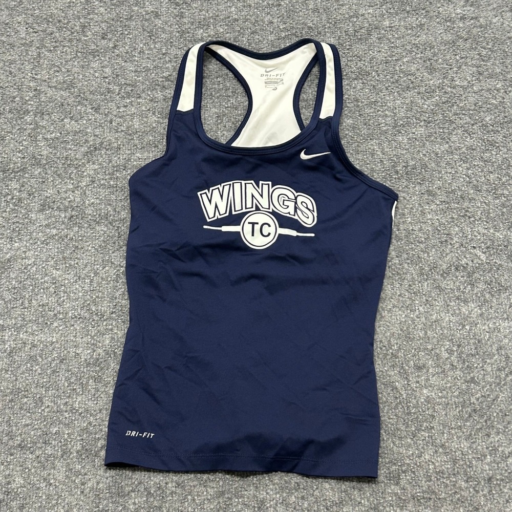 Nike Tank Top Womens Size M Navy Blue Dri-Fit Wings TC Racerback Athletic Run